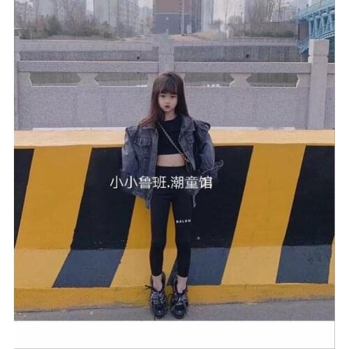 2021 Korean style girls denim coat fashion long sleeve autumn girls coat 4-9t B777