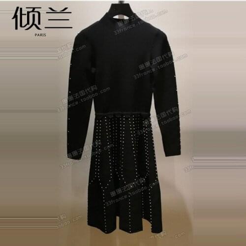 Patads French womens s s home autumn and winter luxury rivet bud dress opinion r2818h