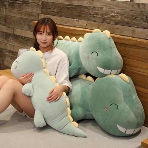 1pc Cute Lying Smile Dinosaur Plush Toys kawaii Stuffed Super Soft Sleeping Pillow Lovely Birthday Gift for Children Girls