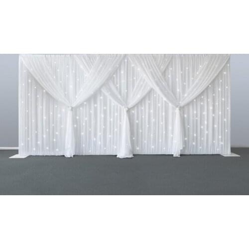 10ft x 20ft starlit Wedding backdrops pure white ice silk curtain Marriage decoration Veil party stage backdrop Props