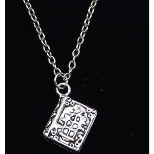 20pcs New Fashion Necklace 17x11mm book holy bible Pendants Short Long Women Men Colar Gift Jewelry Choker
