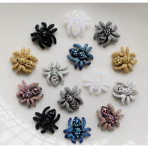 30PCS12MM Flat back resin popular fashion 3D spider scrapbook Halloween holiday party gift jewelry decorative crafts accessories