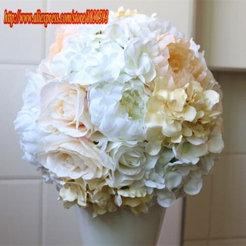 30cm 10pcs/lot Artificial Silk Rose hydrangea and peony Wedding decoration Kissing flower Ball or Foam core flower TONGFENG