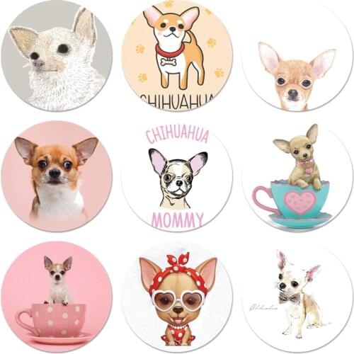 58mm Animal Chihuahua dog cute Luxury Icons Pins Badge Decoration Brooches Metal Badges For Clothes Backpack Decoration