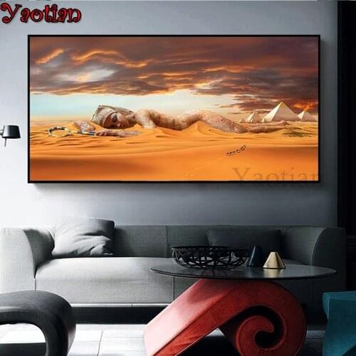 5d diamond painting Desert woman egyptian pyramid 3d Picture diamond mosaic square round diamond embroidery large Wall Art