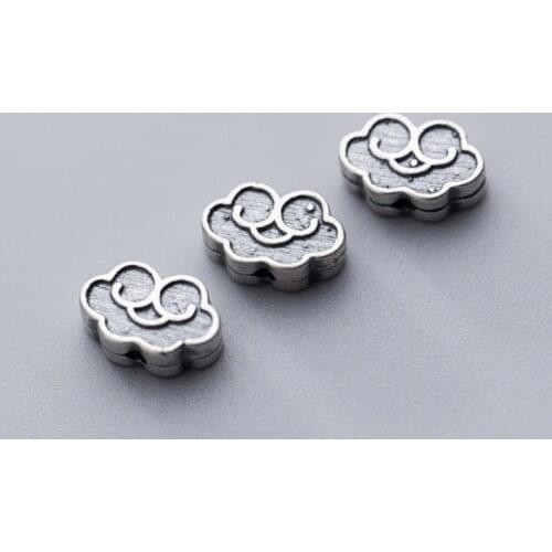 925 Sterling Silver Classic Propitious Cloud Spacer Beads 10mm Matte Finish Craftwork Charm Silver Beads DIY Jewelry Materials