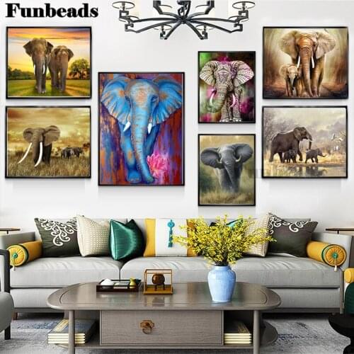 DIY Elephant 5D Diamond Painting Full Square,Round Drill Animal Diamont Embroidery Cross Stitch Kits Mosaic Home Decor FF5010