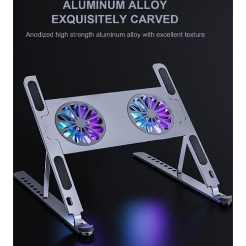 Aluminum Adjustable Laptop Stand For Computer PC iPad Tablet Support Notebook Stand Cooling Fan Pad Laptop Holder Base