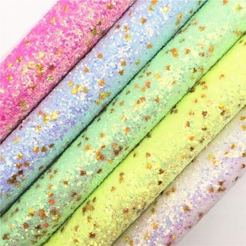 Amonglitter Neon Chunky Glitter Leather Fabric Sheets, Glitter Fabric for DIY Bows Bags and Shoes 21x29cm A4 size MB007A