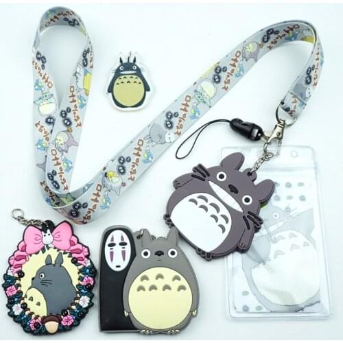 I104 Anime Cartoon Cute Totoro Lanyard Neck Straps ID Badge Holder Pendant Keyring Charms Mobile Phone Cosplay Keychain Gift