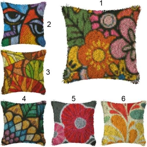 Flower lattice DIY Latch Hook Rug Kit Segment Embroidery Pillow Wool Cross Stitch Carpet Set Crafts