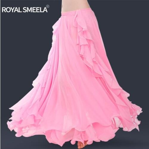 Lady Belly Dancing Skirt Chiffon Large Skirts Gypsy Tribal Rumba Dancing Suit Dress Flamingo Belly Dance Wear Double Layer D0707
