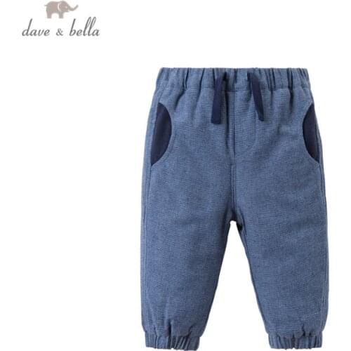 DBX15593 dave bella winter baby boys fashion solid padded pants children full length kids pants infant toddler trousers
