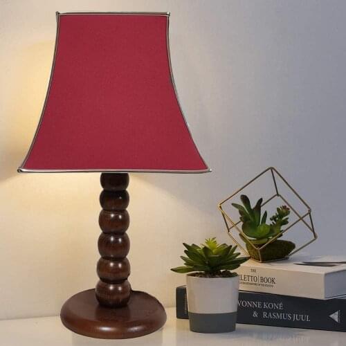 Decorative Design Wooden Lampshade Table Lamp Burgundy Tapered Header Coffee Body