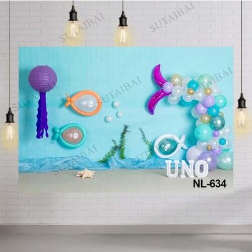 Under The Sea Birthday Backdrop for Photography Newborn Kdis Portrait Cake Smash Background Castle Mermaid Birthday Decoration