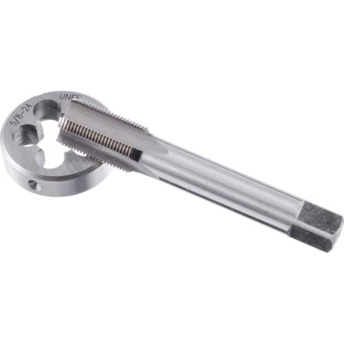 HSS 5/8-24 Tap or 1/2-28 Tap &Round Die Set Right Hand Tapping Cutting Tool Machine Hand Tap Die External Thread Machining Tool