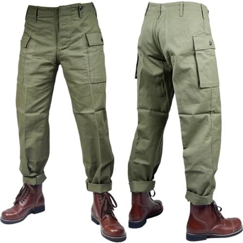 World War II U.S. Marine Corps HBT cotton overalls uniform pants outdoor pants green