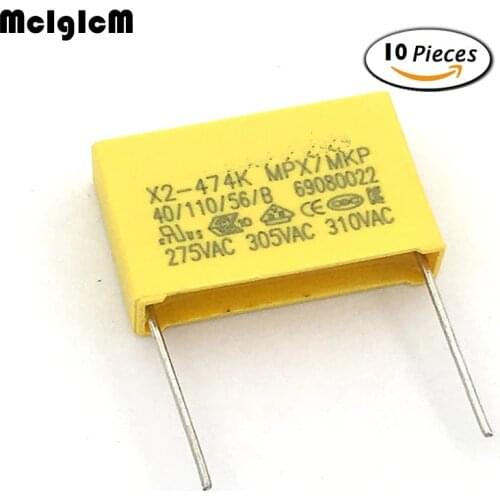 MCIGICM 10pcs 470nF capacitor X2 capacitor 275VAC Pitch 22.5mm X2 Polypropylene film capacitor 0.47uF
