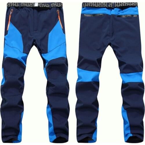Men Winter Waterproof Windproof Hiking&Camping Pants Male fleece Outdoor Trekking Pants Sports Patchwork Softshell Trousers