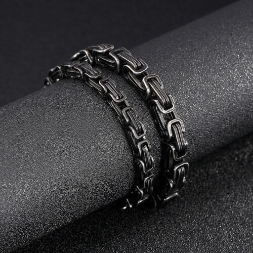 6/8mm Biker Jewelry Worn Look Men Biker Chain Bracelet Motorcycle Bicycle Wear Vintage Black Stainless Steel CZ Mens Bracelets