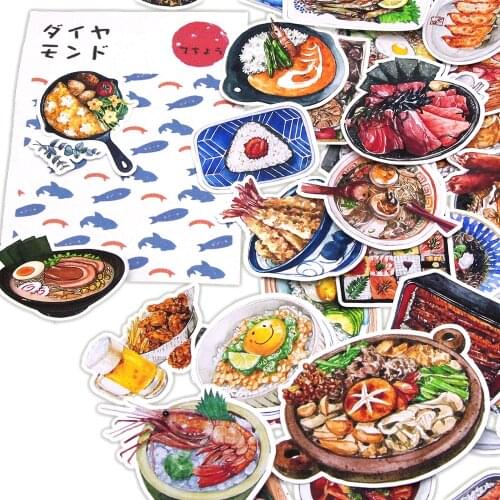 35pcs Delicious Food Stickers For Korean & Japanese Sushi Shrimp Eggs Japanese Food Stickers Scrapbooking Stationery Supplies
