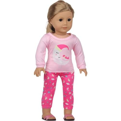 New 18 inch Doll Clothes Born Baby Fit 40-43cm Doll Sleeping Moon Pattern Clothes For Doll Toy Accessories