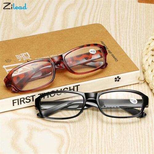 Zilead Resin Square Reading Glasses Comfy Frame Women&Men Hyperopia Eyeglasses Black Leopard Diopter+1+1.5+2+2.5+3+3.5+4