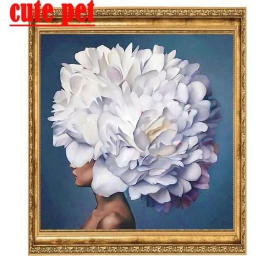 Flower girl Gift Painting woman art Diamond Painting 5D WallpaperDIY No Frame Wall Sticker Cross Stitch Home Decor artwork