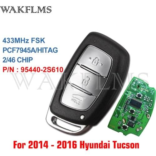 3 btns 433MHz PCF7945A HITAG 2 46 CHIP Remote Smart Car key For HYUNDAI IX35 95440-2S610 95440-2S600