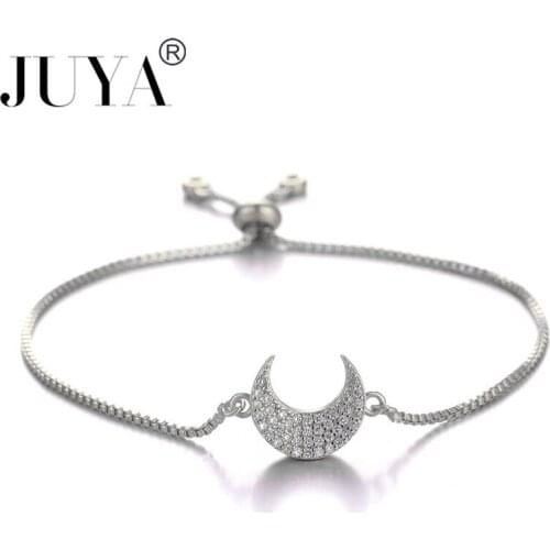Adjustable Chain Cubic Zirconia Moon Bracelet For Women Wedding Jewelry Gold Rose Gold Color Bracelet Femme 2019 pulseras