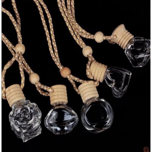 Glass Clear Refillable Interior Accessories Car Hanging Fragrance Prefume Pendant Air Freshener Bottle Essential Oils Diffuser