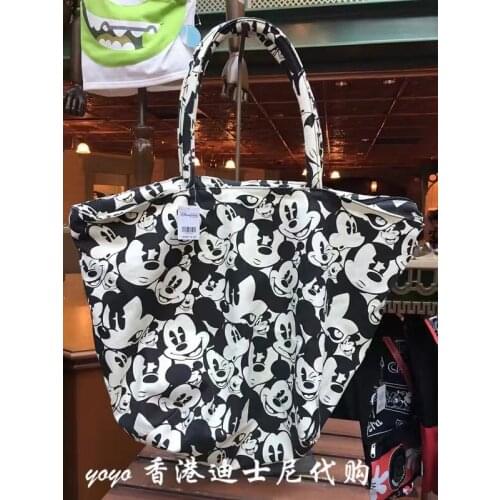 Disney mickey mouse tote shoulder bag girl High capacity women canves shopping bag cartoon shoulder bag lady handbag tote