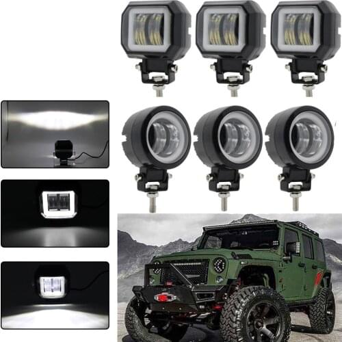 New Angel Eyes LED Work Lights 20W Car Headlights Square LED Spotlight Halo Ring Driving Beam For SUV Truck ATV Buses