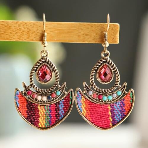 Vintage Bollywood Jewellery Ethnic Drop Earrings Afghan Bead Moon Jhumka Indian Earrings Wedding Jewelry