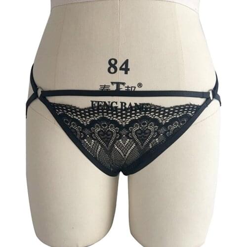 Women Sexy Bottom Briefs Cosplay Lace Harness Bondage Leg Garter Lingerie Fetish Wear Body Harness Garter Belt Stockings Panties