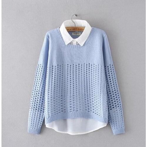 New plus size women shirt collar fake sweaters Spring and Autumn pullovers long sleeve 2017 new fashion 4XL ladies clothing