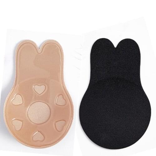 1pair Silicone Latex Stickers Rabbit Ears Self-adhesion Breast Pasties Bra Padding Ultra-thin Adhesive Strapless Women Underwear