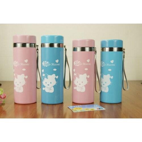 1PC Korean cartoon seamless 304 stainless steel mug cup ladies creative cartoon kettle vacuum flasks 360ml free shipping A1306