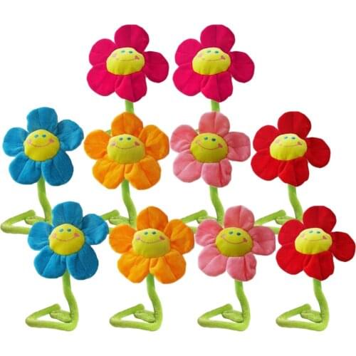 10 PCS 32cm Soft Cute DIY Bendable Smiling Face Daisy Plush Stuffed Flower Toys Plants Doll Curtain Buckle Children Kids Gifts