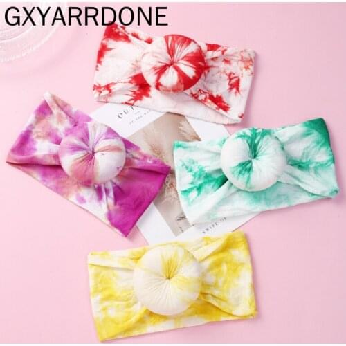 10pcs Hair Accessories Tie Dye Prints Round Knot Nylon Bun Headband Girls Soft Donuts Nylon Baby Headbands Kid Girls Headwear