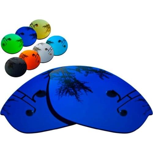 100% Precisely Cut Polarized Replacement Lenses for Half Jacket Sunglasses Deep Blue Mirrored Coating Color- Choices