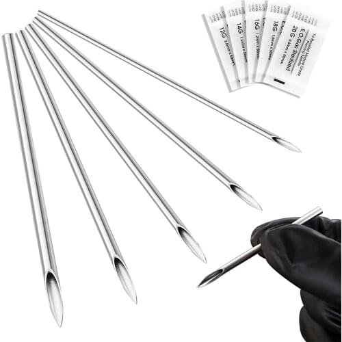 12G 14G 16G 18G 20G 100PC Piercing Needle Sterile Disposable Body MIXED Piercing Needles For Ear Nose Navel Nipple Free Shipping