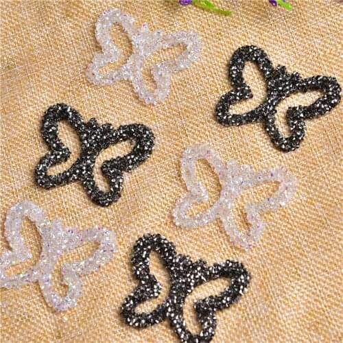 5Pcs Diy Butterfly Ab Hotfix Rhinestones Heat Transfer 3D Design Iron On Motifs Diamond Applique For Shoes Bags Artwork Display
