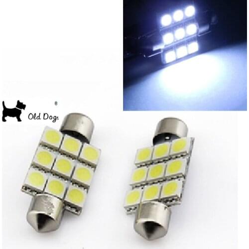 50 Pcs Car Festoon 9SMD 9 Led 5050 led festoon LED Festoon light Interior Dome Lamp Bulb For Car styling White 12V free shipping