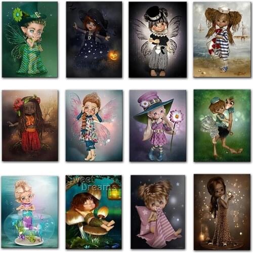 5D DIY Diamond Painting Kit Cartoon angel little girl boy baby Full Square&Round embroidery mosaic Cross stitch Paint home decor