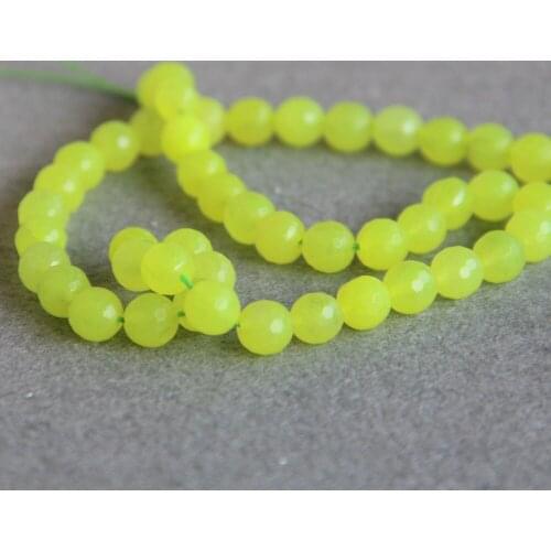 8mm Fashion Lemon Chalcedony Beads Round DIY Beads Stone Accessory Parts Ornament 15inch Faceted Jewelry Making Design Wholesale