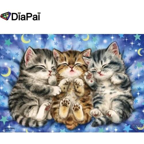 DIAPAI 5D DIY Diamond Painting 100% Full Square/Round Drill "Animal cat" Diamond Embroidery Cross Stitch 3D Decor A21896