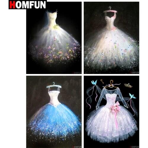 HOMFUN Diamond Painting Full Square/Round Drill 5D DIY "Wedding flower skirt" Embroidery Rhinestone Cross Stitch Decor