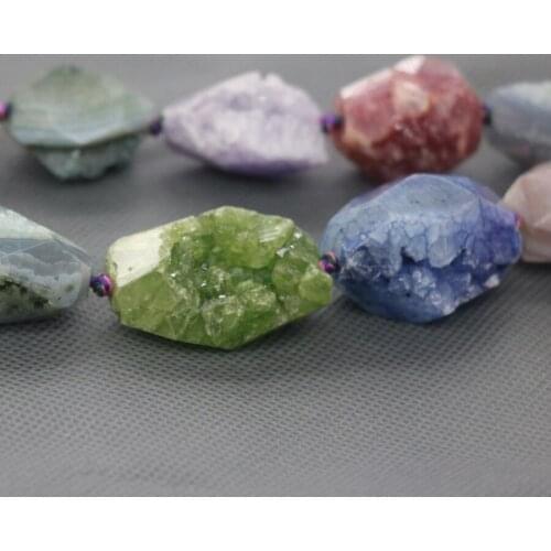 CYW 2018 Longer Rainbow Barrel Beads, 8pcs Druzy Faceted GemsStone DIY Necklace Connector, Free shipment, 15.5inch Full Strand
