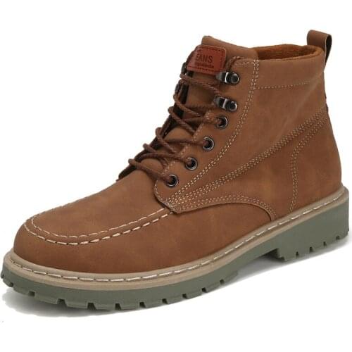 Martin Boots Mens Autumn Winter Retro Plus Velvet Short Boots Tooling Mens Boots Wild Tide Shoes High-top Military Boots